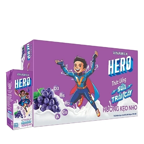 Sữa trái cây Hero vị kẹo nho Vinamilk 180ml