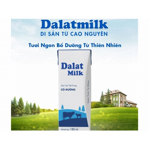 Sữa tươi tiệt trùng có đường Dalat Milk 180ml